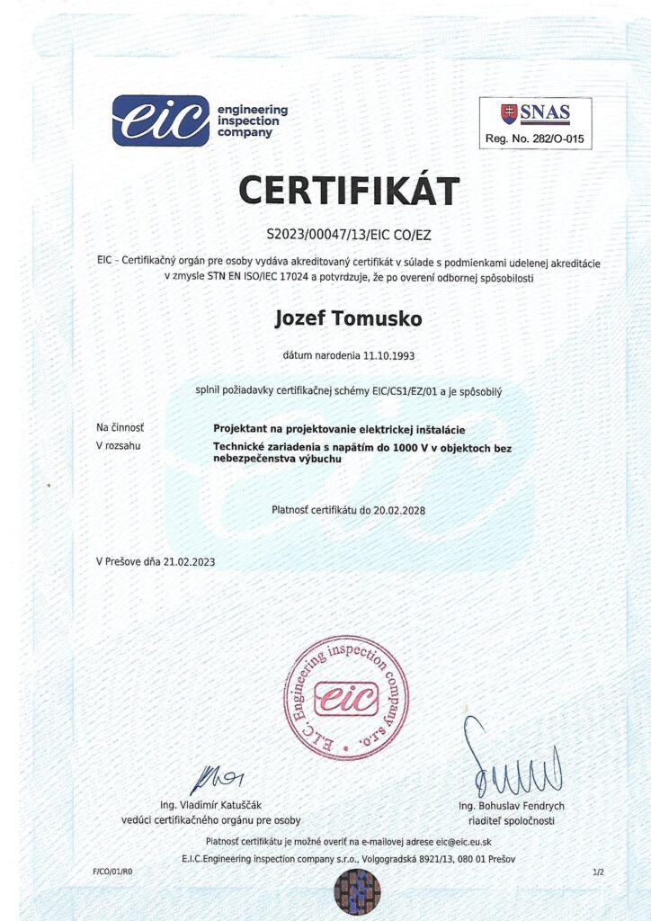 Osvedcenie projektant