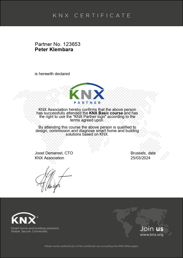 KNX certifikát